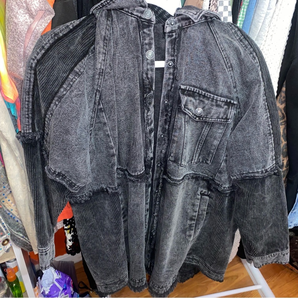 Stoosh Charcoal Jacket with Button Accents